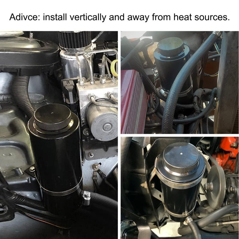 EVIL ENERGY Coolant Overflow Tank, Radiator Overflow Bottle 800ml Aluminum Universal Black - Image 5